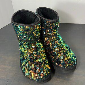 UGG Classic Short Sequin Boots | Multicolor Iridescent | Women’s 7